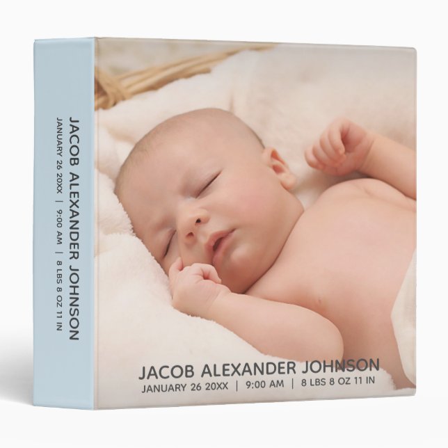 Classeur Bébé GARÇON 1ère année ALBUM SCRAPBOOK Bleu | Ajou (Devant/Côté)