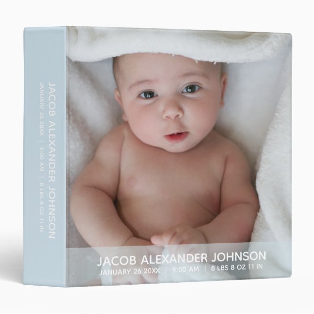 Classeur Bébé GARÇON 1ère année ALBUM SCRAPBOOK Bleu | Ajou (Devant/Côté)
