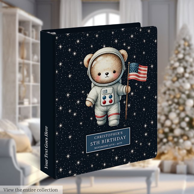 Classeur Bébé garçon astronaute Teddy ours Anniversaire Kee (Baby Boy Astronaut Teddy Bear Birthday Keepsake 3 ring binder)