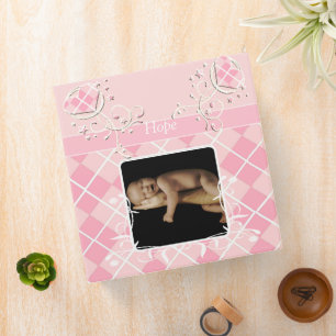 Classeur Bébé Jacquard rose 3D - votre photo