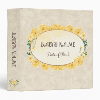 Classeur Bébé jaune floral Album photo personnalisable