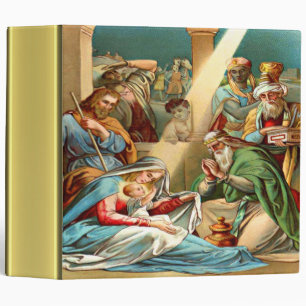 Classeur Bébé Jésus texture feuille or