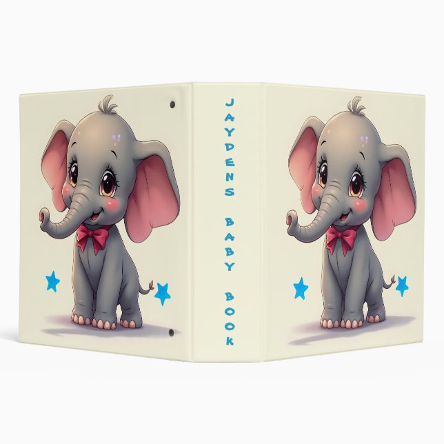 Classeur Bébé mignon éléphant rouge Bow livre bébé (Arrière-plan)