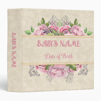 Classeur Bébé rose floral Album photo personnalisable