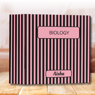 Classeur Bébé rose noir Vintage Nom rayé