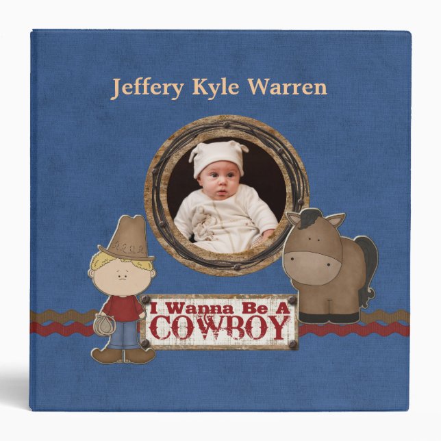 Classeur Bébé sur mesure Boy's Cowboy Western Album (Devant)
