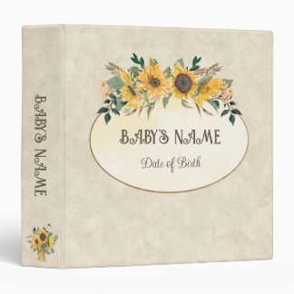 Classeur Bébé tournesol floral Album photo personnalisable