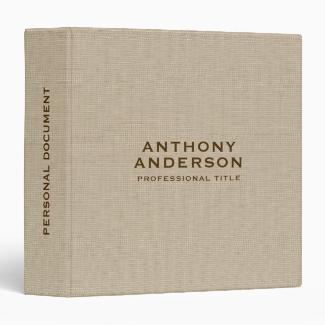 Classeur Beige Fabric Texture  (Devant/Côté)