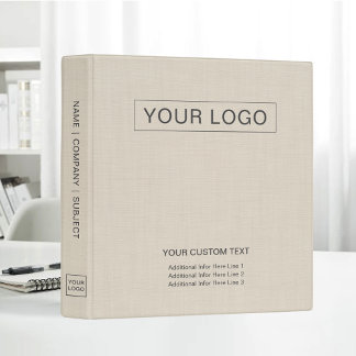 Classeur Beige Linen Creme Custom Business Logo Promotional