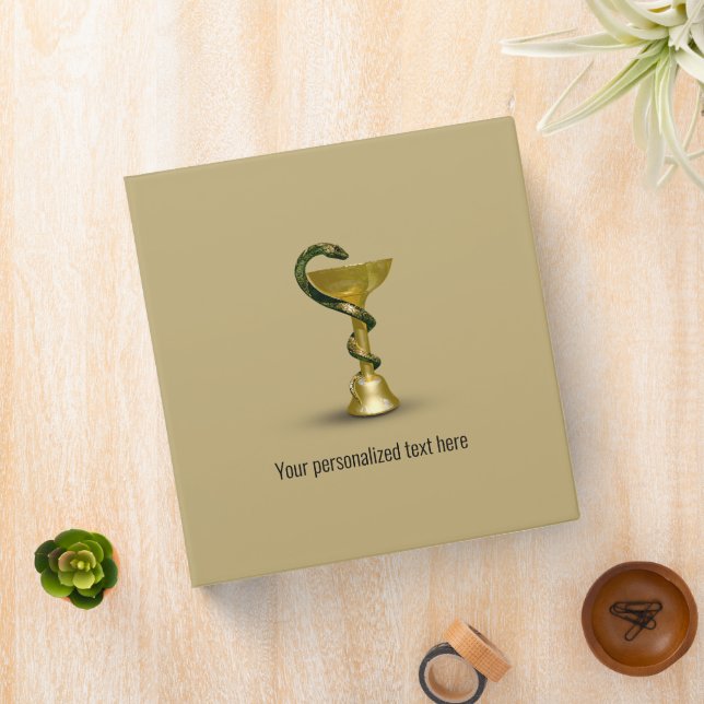 Classeur Beige Médicale Bowl Hygieia Gold Snake Caduceus (In Situ)