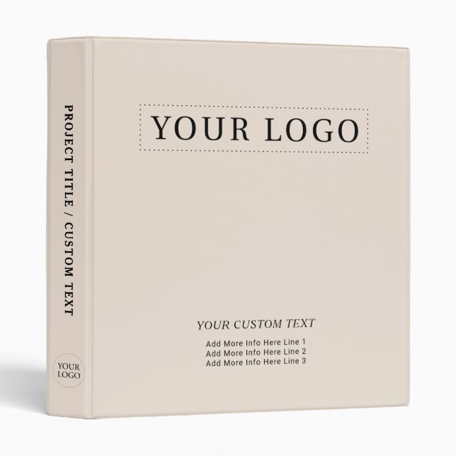 Classeur Beige Simple Minimal Logo Entreprise Promotionnel (Devant/Côté)