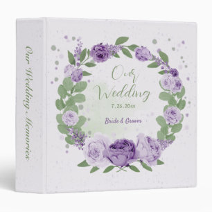 Classeur bel album de mariage fleuri violet