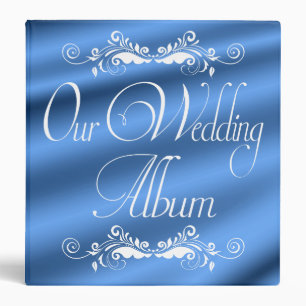 Classeur Bel album photos élégant bleu de mariage de satin