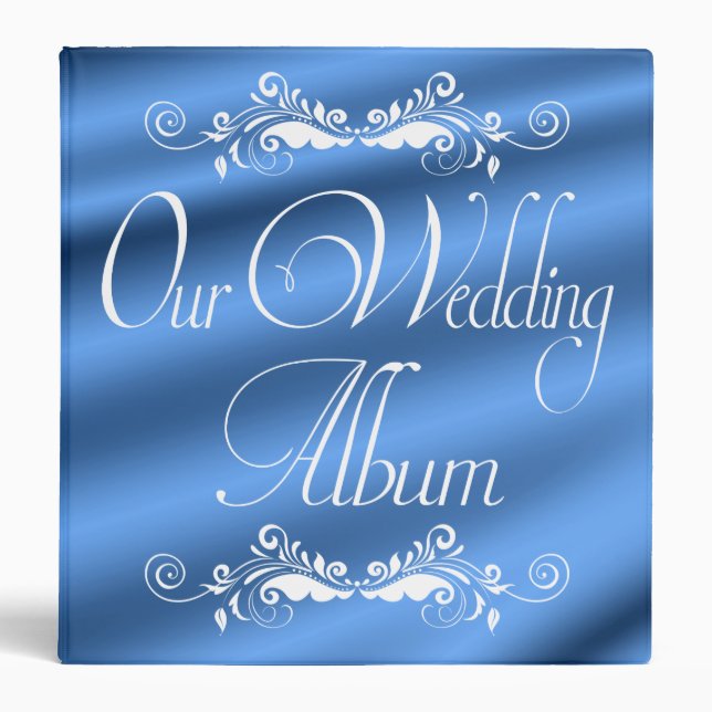 Classeur Bel album photos élégant bleu de mariage de satin (Devant)