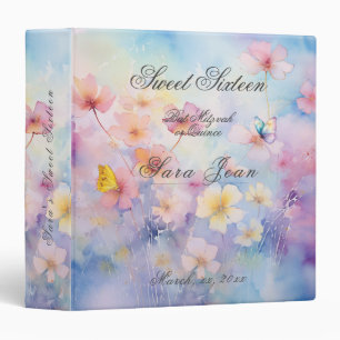 Classeur Belle aquarelle papillons floraux doux 16