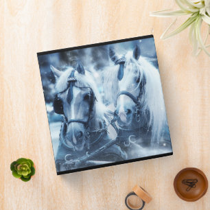 Classeur Belle Équipe de Chevaux Photo Hivernale