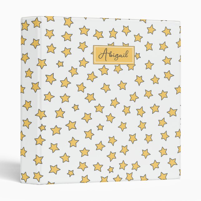 Classeur Belle Etoiles Jaunes Motif Enfants 3 Anneaux Class (Devant/Côté)