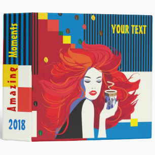 Classeur "Belle femme de mode art avec de café de tasse"