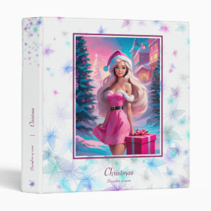 Classeur Belle fille de Noël rose 01