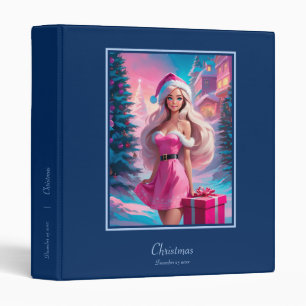 Classeur Belle fille de Noël rose 01