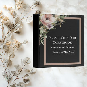 Classeur Belle Fleur rose sur Rose Gold Livre d'or