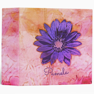 Classeur Belle Fleur Violette sur Fond Rose