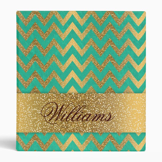 Classeur Belle parties scintillant en faux or du chevron zi (Devant)