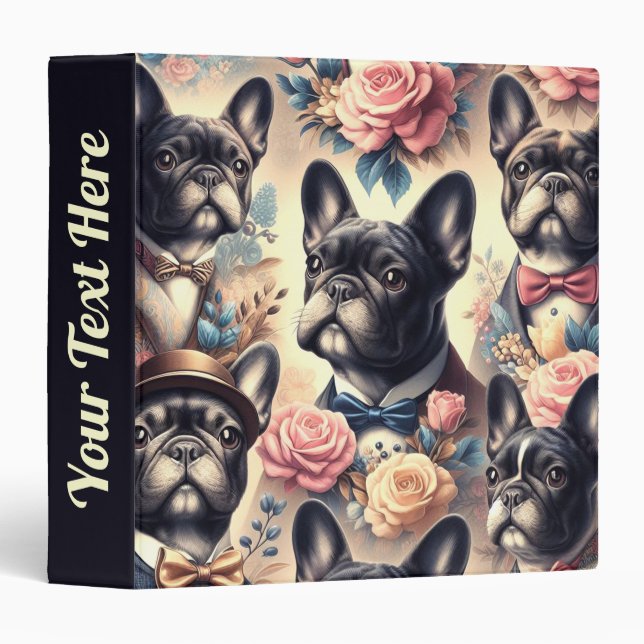 Classeur Belle peinture Vintage de Bulldog (Devant/Côté)