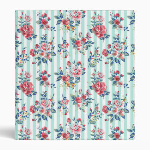 Classeur Belle tendance girly vintage rayures bleues rose
