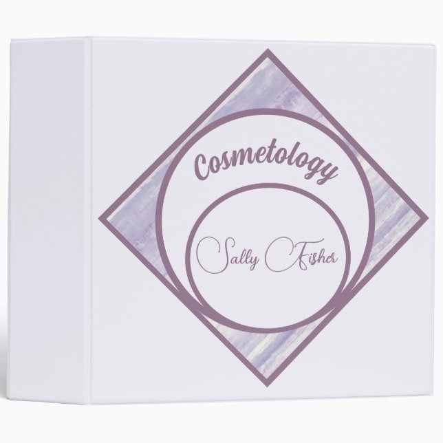 Classeur Belle Violet Stripe Design École Monogrammé (Devant/Côté)