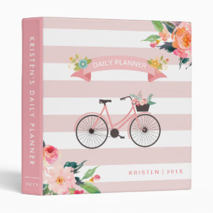 Classeur Bicyclette Floral Pink Stripes Planificateur quoti