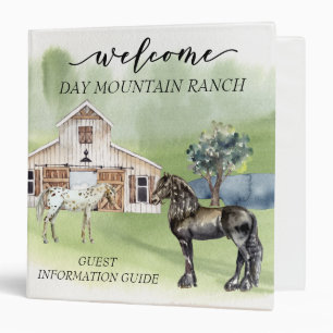 Classeur Bienvenue Dud Ranch Stable Horse Barn Guide d'invi