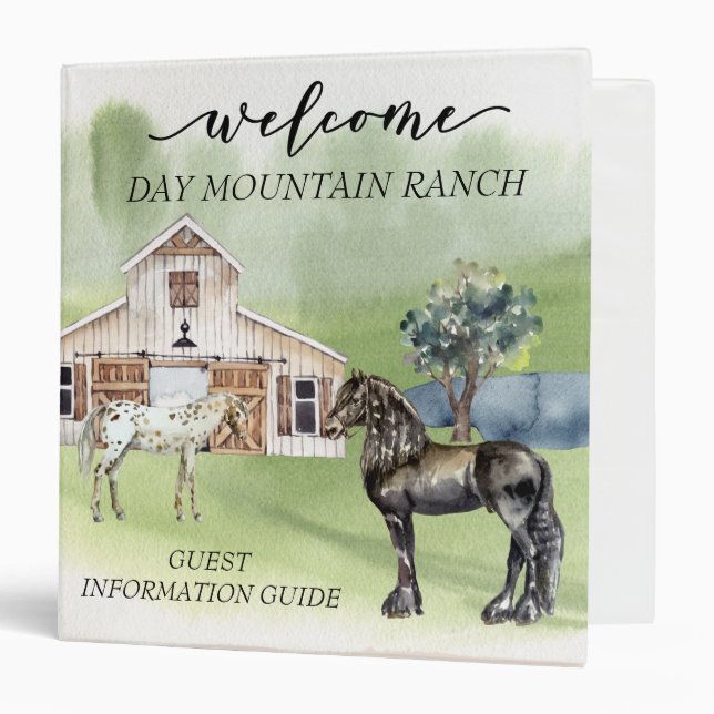 Classeur Bienvenue Dud Ranch Stable Horse Barn Guide d'invi (Devant/Intérieur)