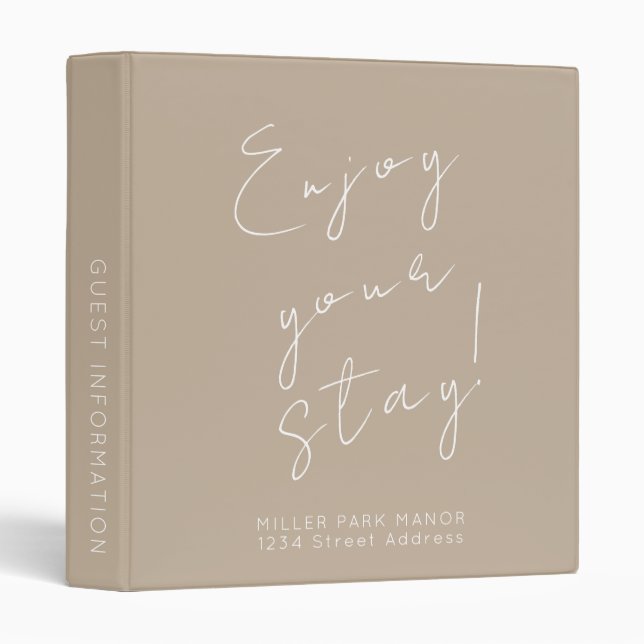 Classeur Bienvenue Information de l'invité Beige (Devant/Côté)