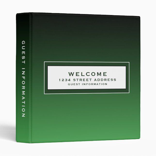 Classeur Bienvenue  | Informations sur l'invité | Emerald G (Devant/Côté)