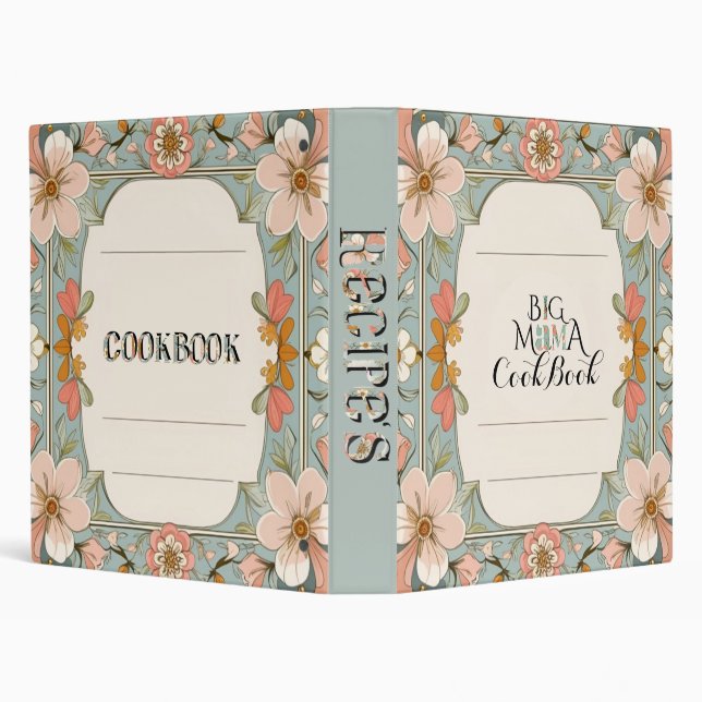 Classeur Big Moma I Am Floral Recipe Binder – Mint & Peach (Arrière-plan)