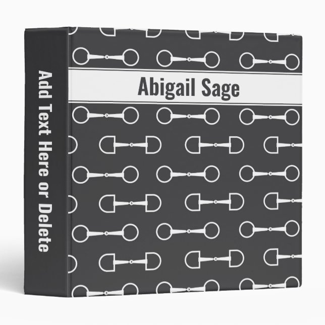 Classeur Bits Snaffle personnalisés Cheval gris et blanc (Devant/Côté)