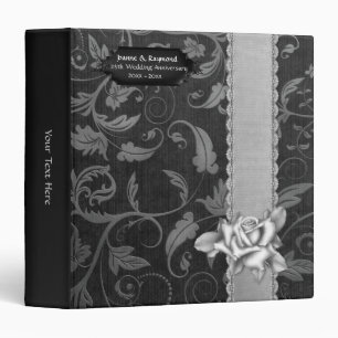 Classeur Black and Silver Damask 25e anniversaire de Mariag