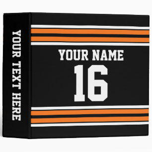 Classeur Black avec Orange White Stripes Team Jersey