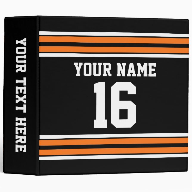 Classeur Black avec Orange White Stripes Team Jersey (Devant/Côté)