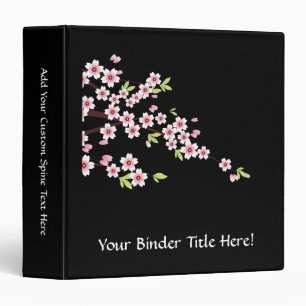 Classeur Black avec rose et vert cerisier en fleurs Sakura