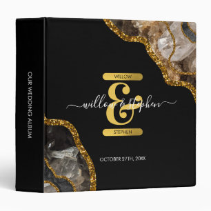 Classeur Black & Gold Agate Geode Parties scintillant Album