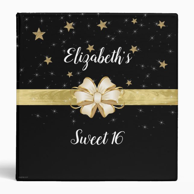 Classeur Black Gold Stars Sparkle Sweet sixteen (Devant)