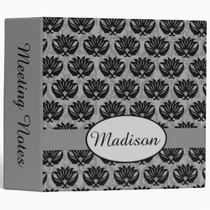 Classeur Black Grey Damask Art Name Album personnalisé