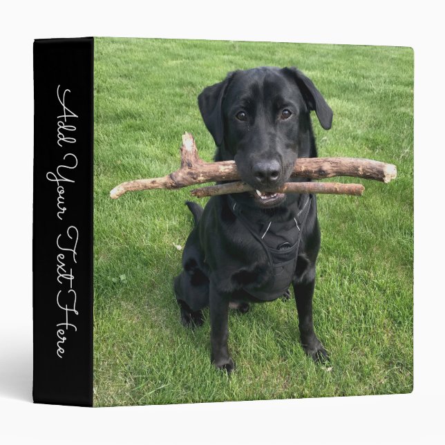 Classeur Black Lab Personnalisez avec votre photo et votre  (Devant/Côté)