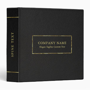 Classeur Black Leather Print Gold Frame Design d'entreprise
