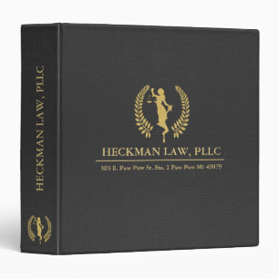 Classeur Black Leather Texture Gold Ladies Justice Logo