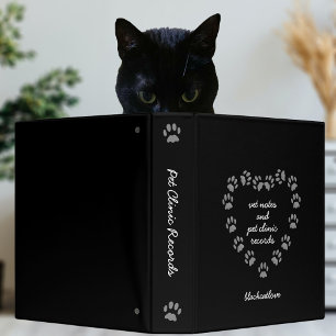 Classeur Black Paw Heart Vet Notes Clinique Records Classeu