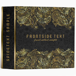Classeur Black & Shiny Gold Paisley Lace