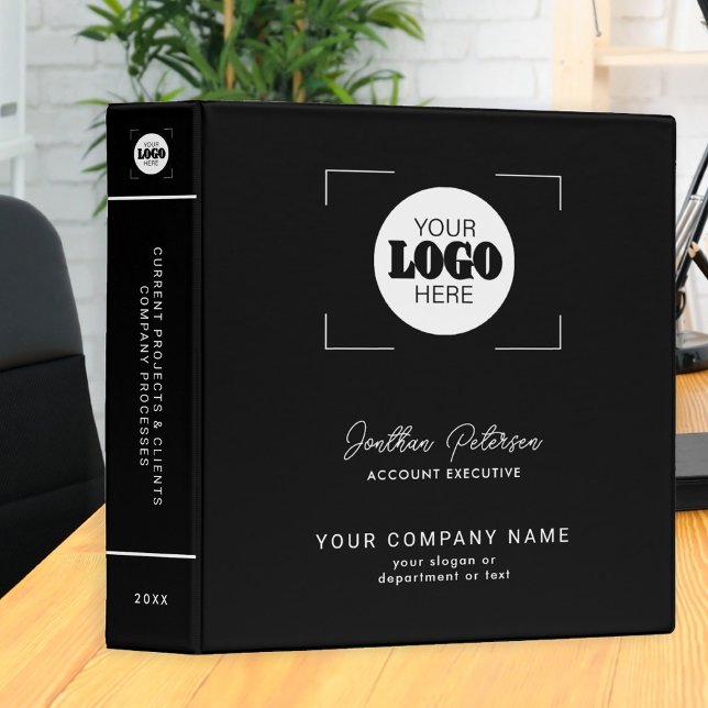 Classeur Black simple minimalist custom company logo (Créateur téléchargé)